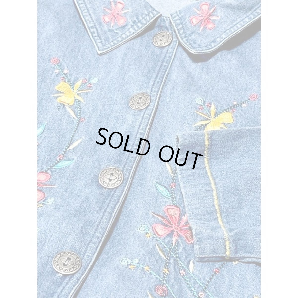 画像9: デニム 薄手 刺繍 USA古着 レトロ ヴィンテージジャケット (9)