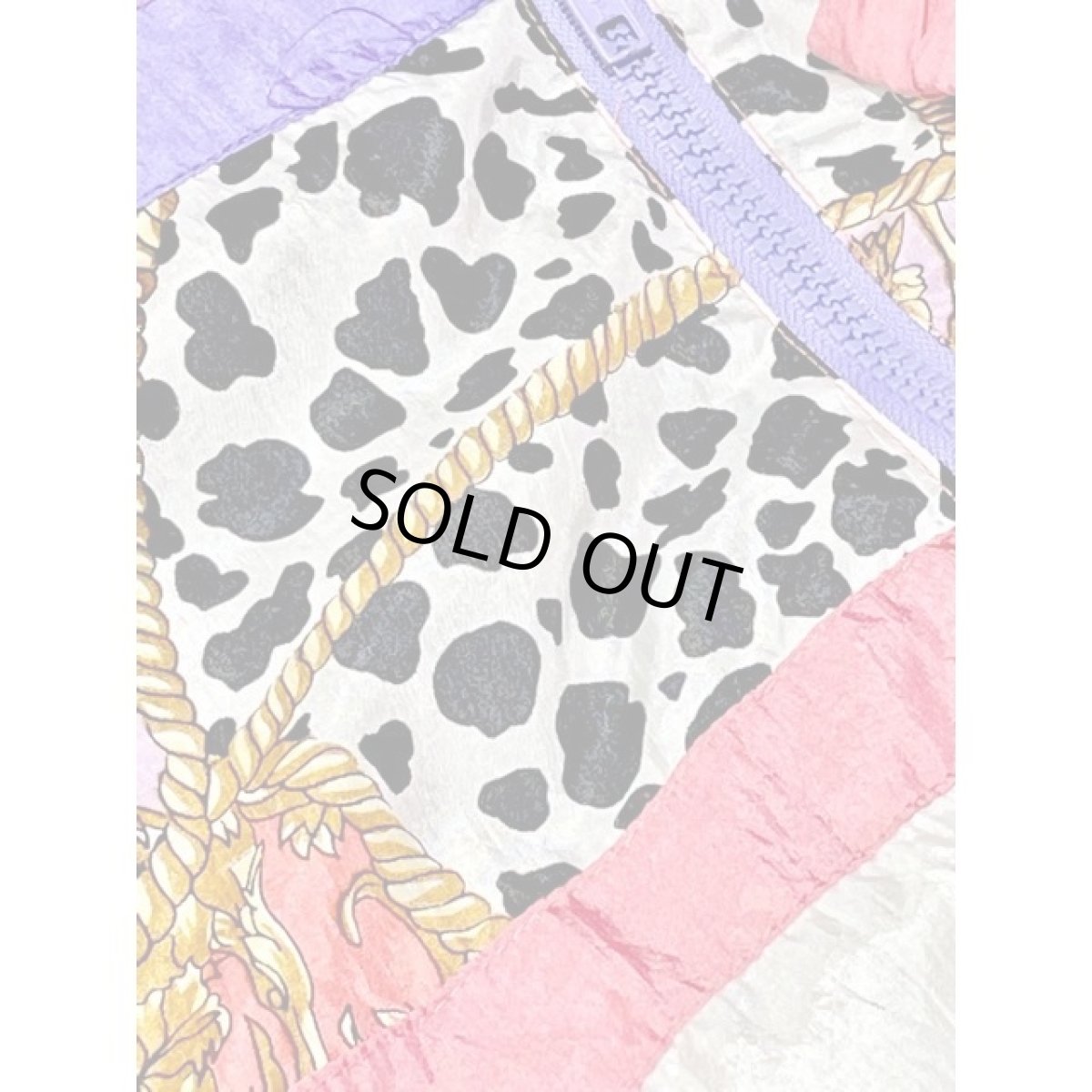 画像14: スカーフ柄 ピンク ホワイト パープル ジップアップ USA古着 ブルゾン ジャンパー ヴィンテージナイロンジャケット (14)