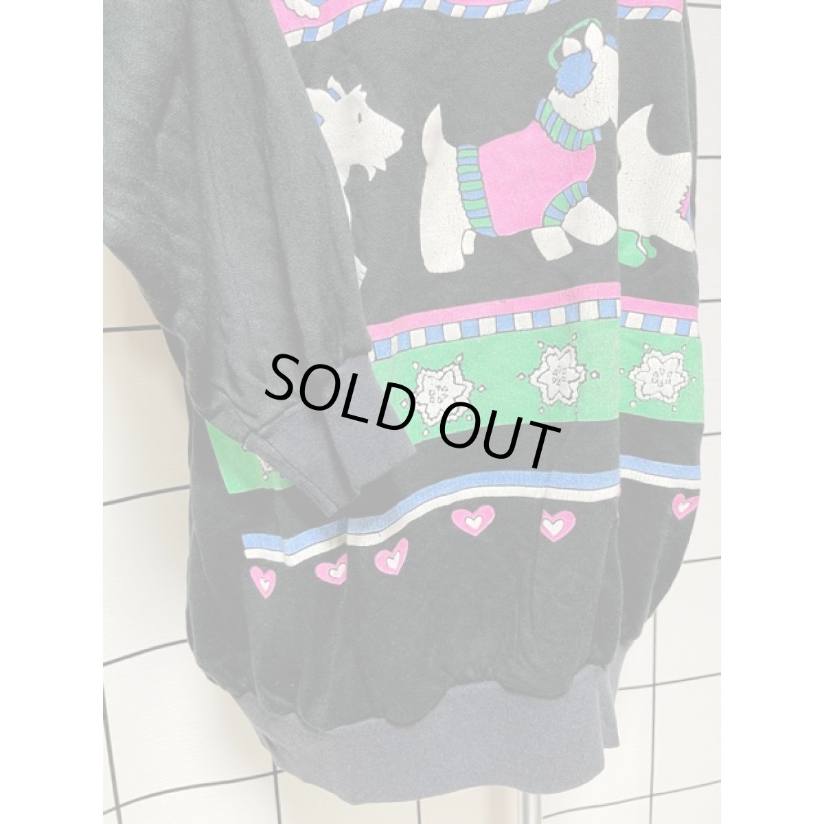 画像8: 犬 ドッグ ハート ブラック オーバーサイズ レトロ USA古着 長袖 ヴィンテージスウェット (8)