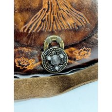 画像9: メキシカン 型押し カービング ブラウン 本革レザー 彫り レディース ヴィンテージ ショルダー 鞄 バッグ【V6661】 (9)