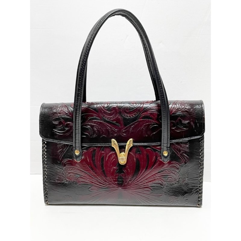 型押し カービング 本革レザー 彫り レディース ヴィンテージ