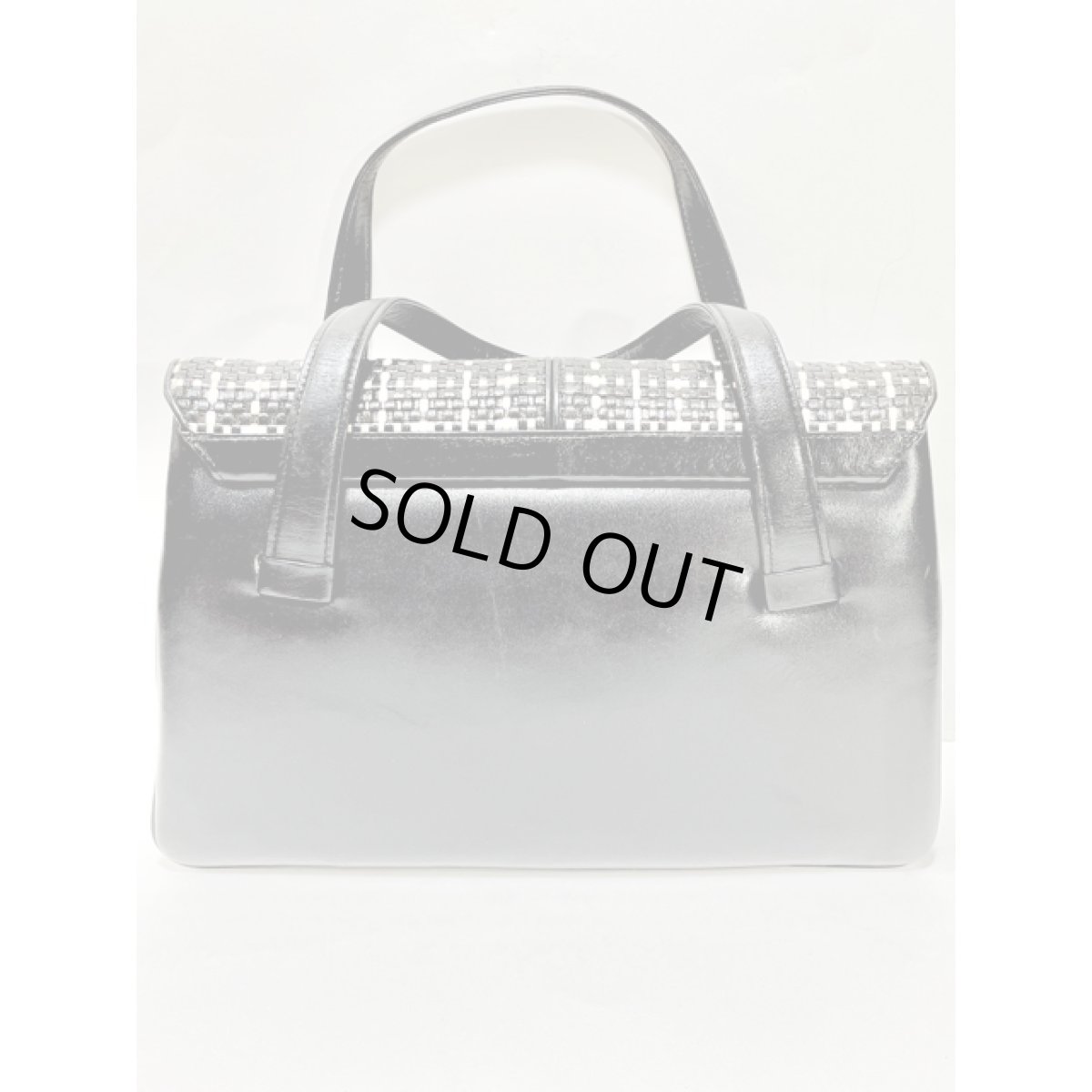 画像4: レザー 編み上げ ブラック ホワイト モノクロ レトロ ヴィンテージバッグ 鞄【6736】 (4)