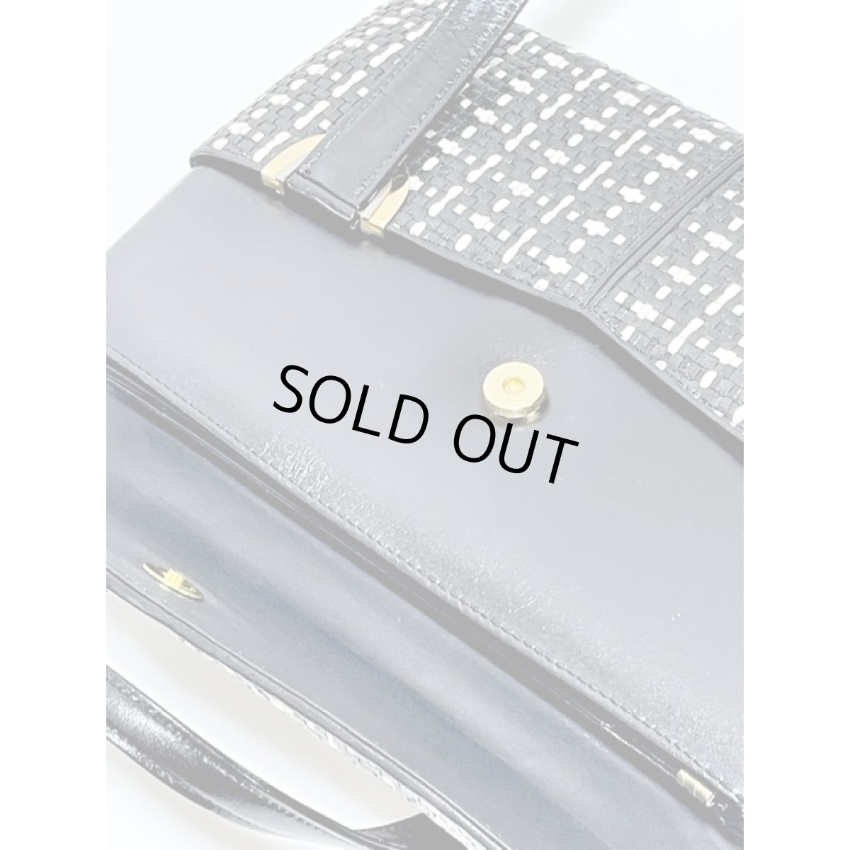 画像10: レザー 編み上げ ブラック ホワイト モノクロ レトロ ヴィンテージバッグ 鞄【6736】 (10)