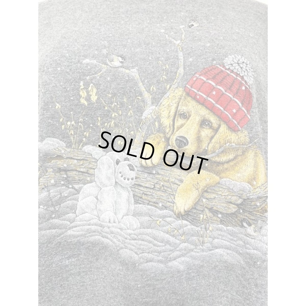 画像9: 犬 鳥 オーバーサイズ グレー レッド レトロ USA古着 ヴィンテージスウェット (9)