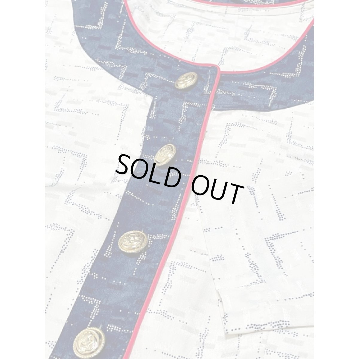 画像13: ホワイト ネイビー 切り替えし イカリ型ボタン 長袖 レトロ USA古着 ヴィンテージワンピース (13)