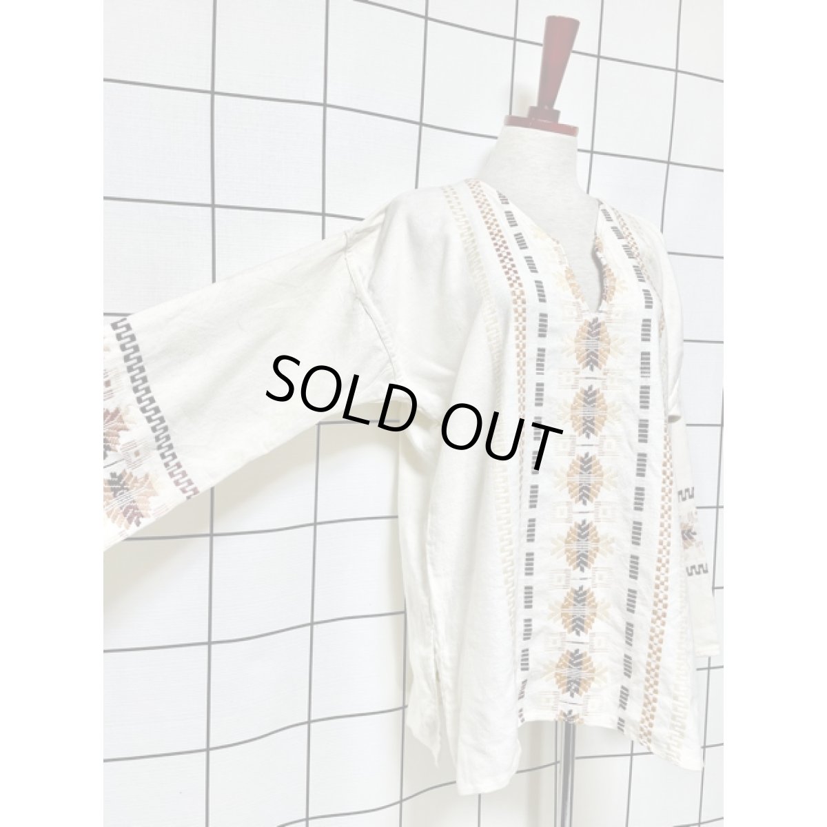 画像4: Guatemala グアテマラ 刺繍 オフホワイト 長袖 フォークロア レトロ USA古着 ヴィンテージ刺繍ブラウス (4)