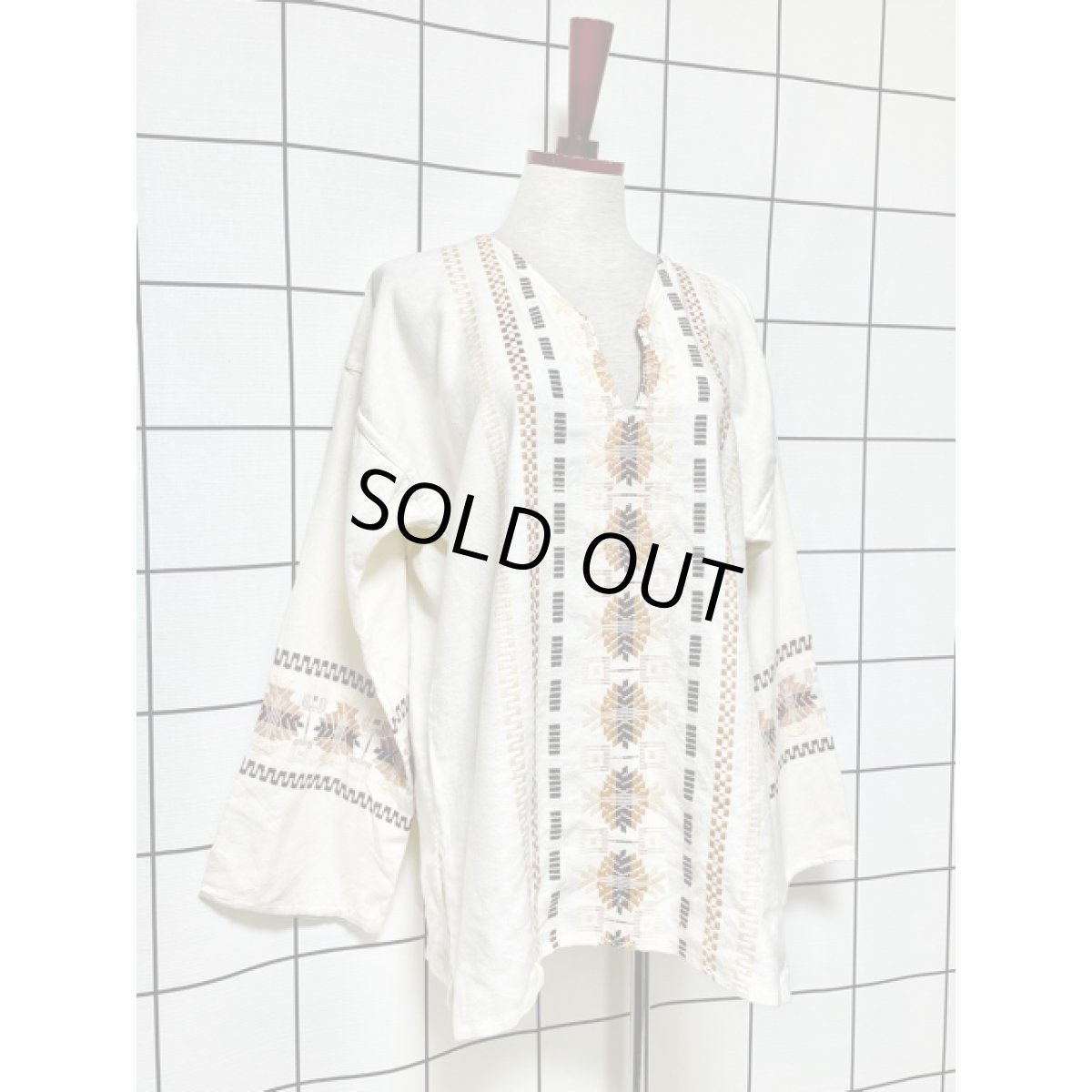 画像6: Guatemala グアテマラ 刺繍 オフホワイト 長袖 フォークロア レトロ USA古着 ヴィンテージ刺繍ブラウス (6)