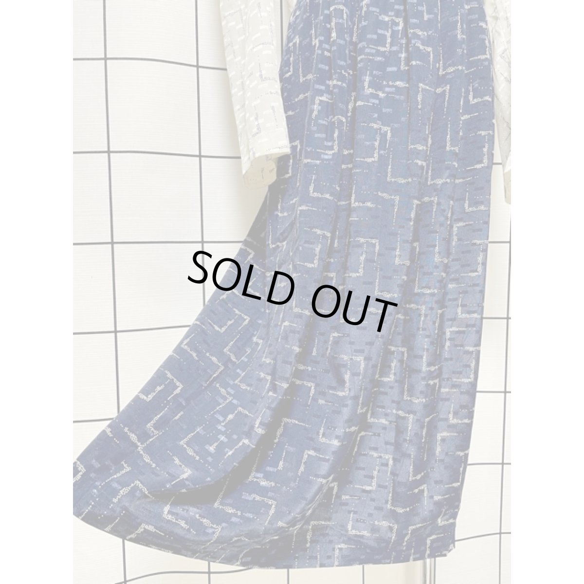 画像10: ホワイト ネイビー 切り替えし イカリ型ボタン 長袖 レトロ USA古着 ヴィンテージワンピース (10)