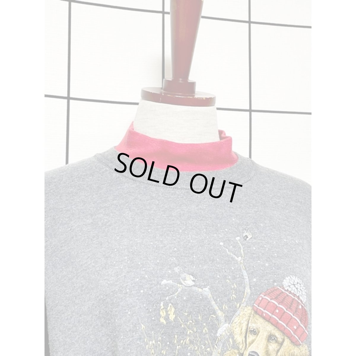 画像3: 犬 鳥 オーバーサイズ グレー レッド レトロ USA古着 ヴィンテージスウェット (3)