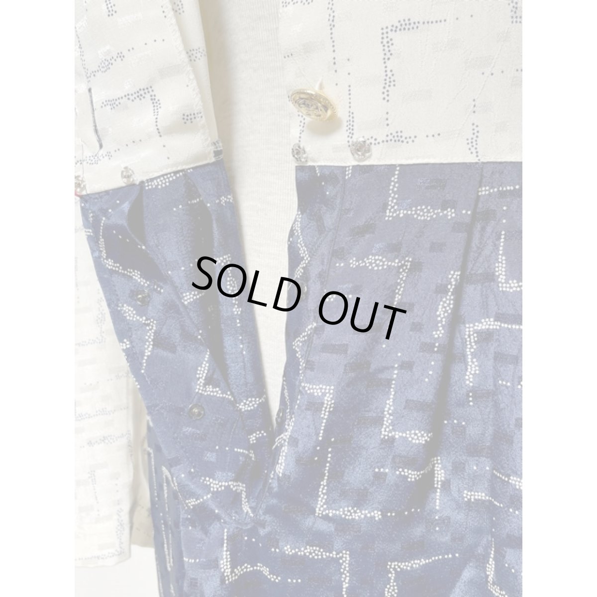 画像12: ホワイト ネイビー 切り替えし イカリ型ボタン 長袖 レトロ USA古着 ヴィンテージワンピース (12)