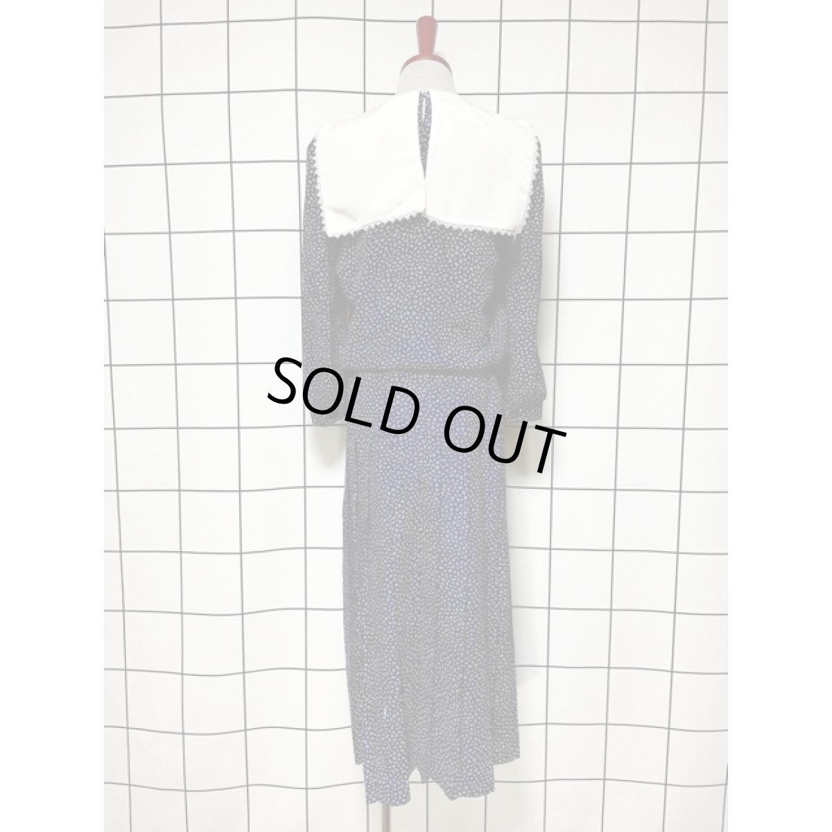 画像5: ヨーロッパ古着 ヴィンテージ ワンピース セーラー襟 ドット プリーツ 長袖 (5)