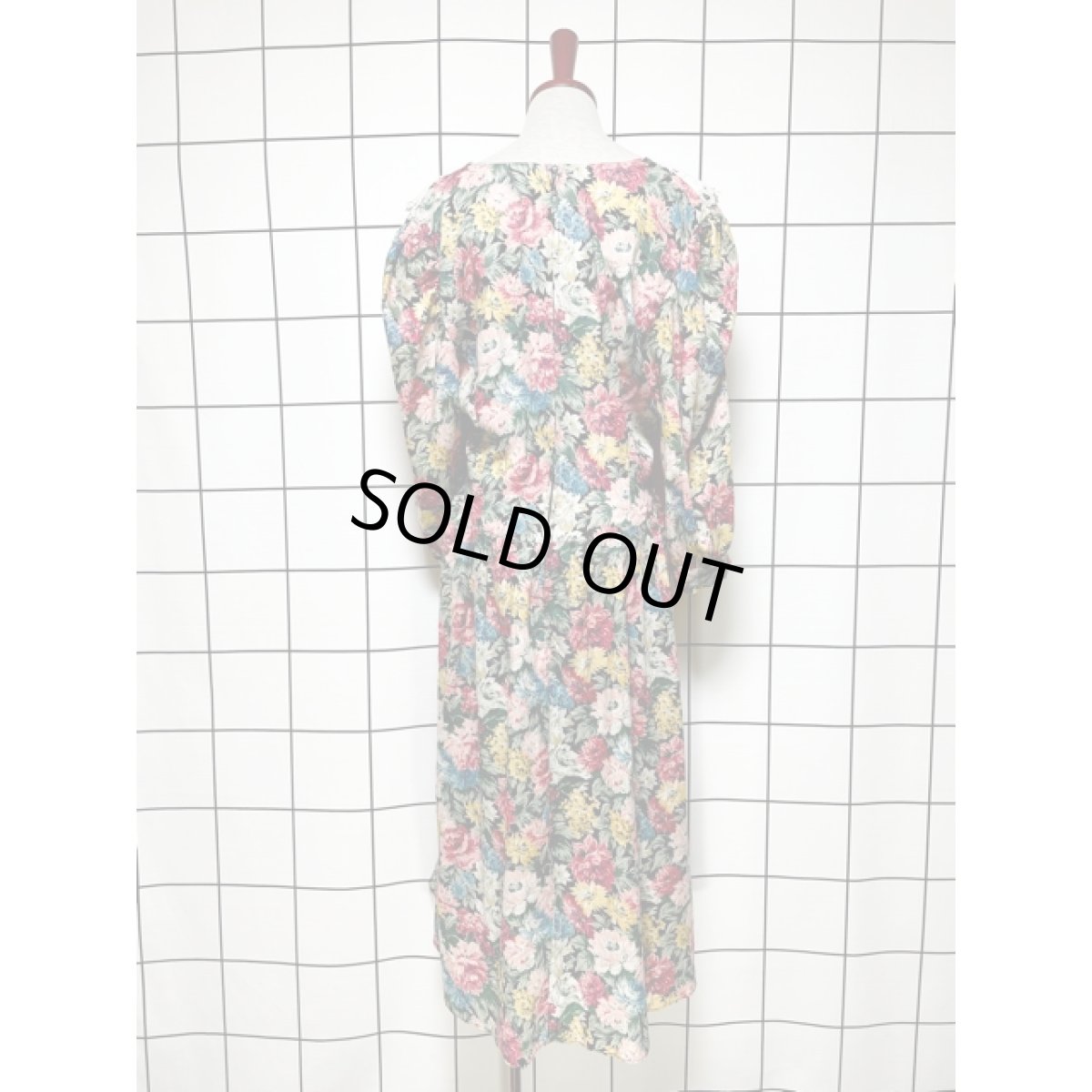 画像5: レース襟 ビッグカラー 花柄  長袖 ガーリー レトロ USA古着 ヴィンテージワンピース 【V8042】  (5)