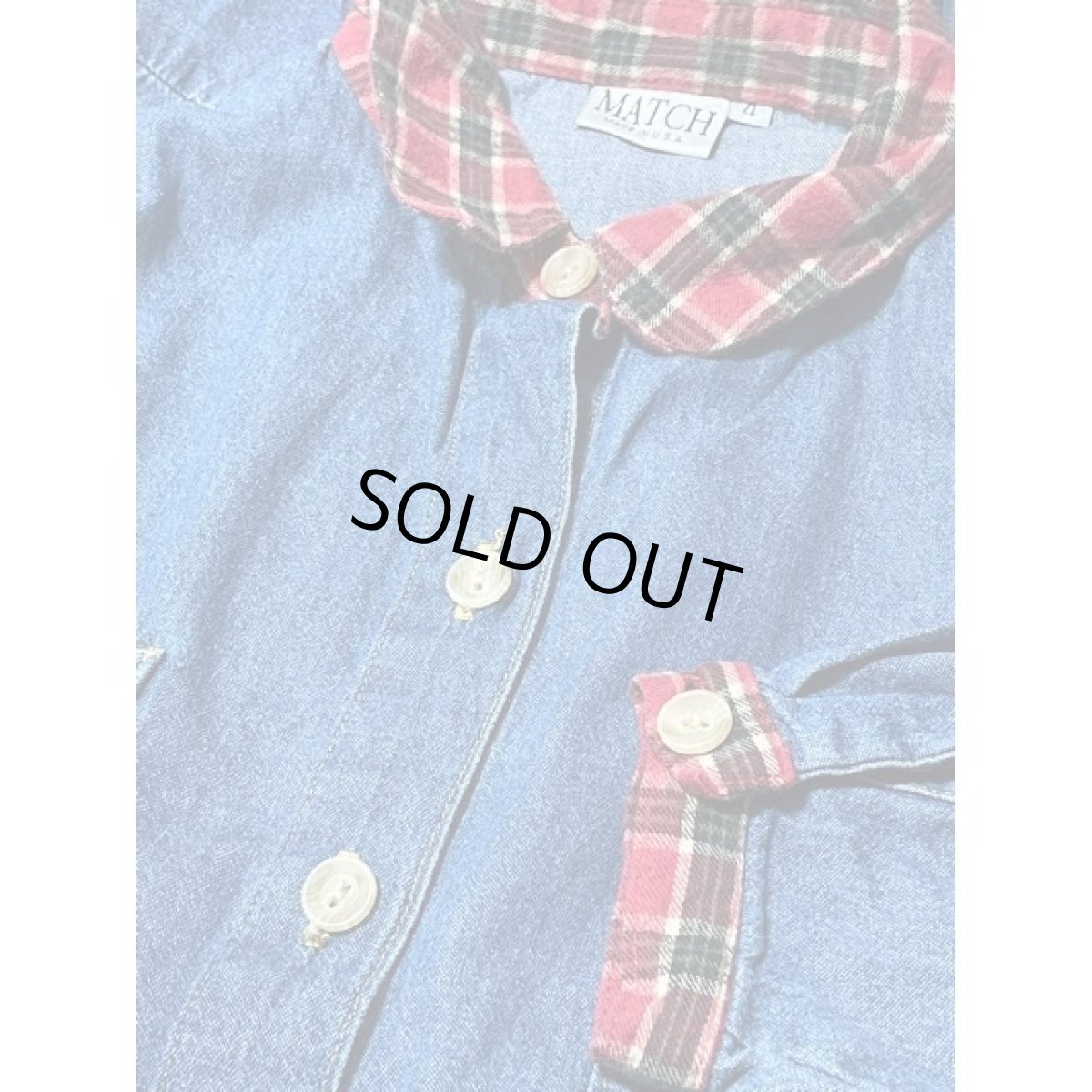 画像14: アメリカ古着 ワンピース ヴィンテージ デニム チェック 前開き 長袖 レトロ (14)