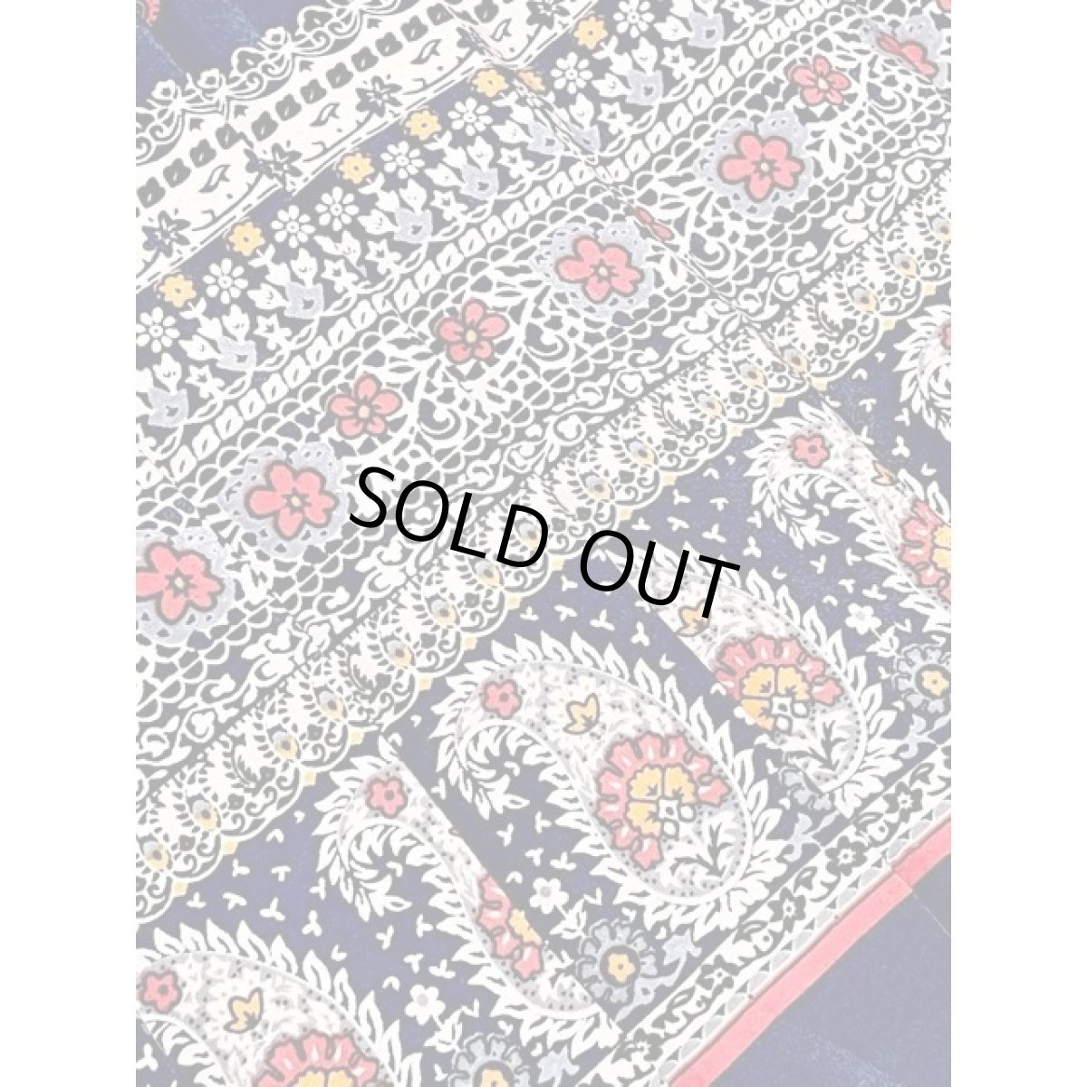 画像16: ペイズリーモチーフ ネイビー プリーツ ウエストゴム 長袖 レトロ USA古着 ヴィンテージワンピース【V8043】 (16)