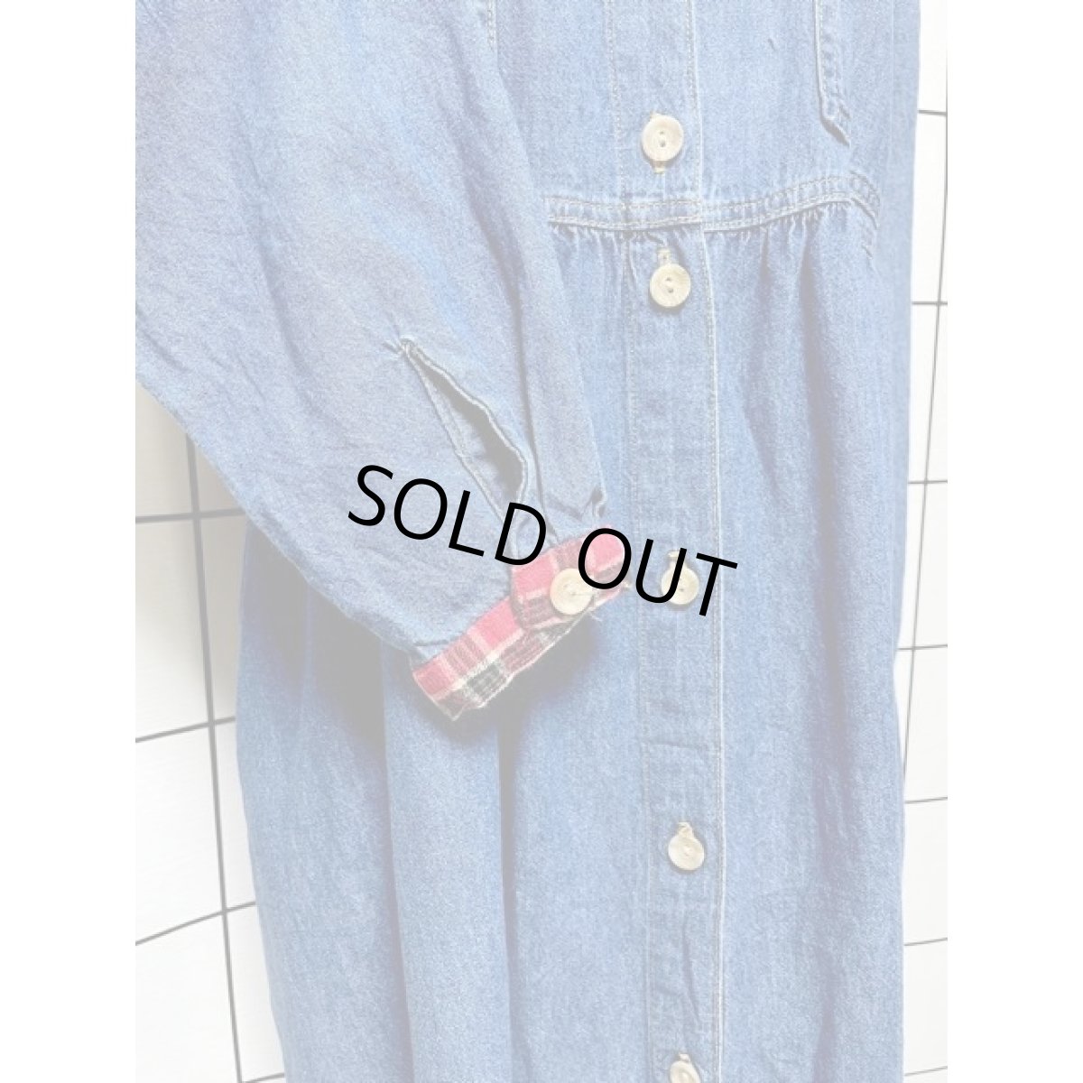 画像10: アメリカ古着 ワンピース ヴィンテージ デニム チェック 前開き 長袖 レトロ (10)