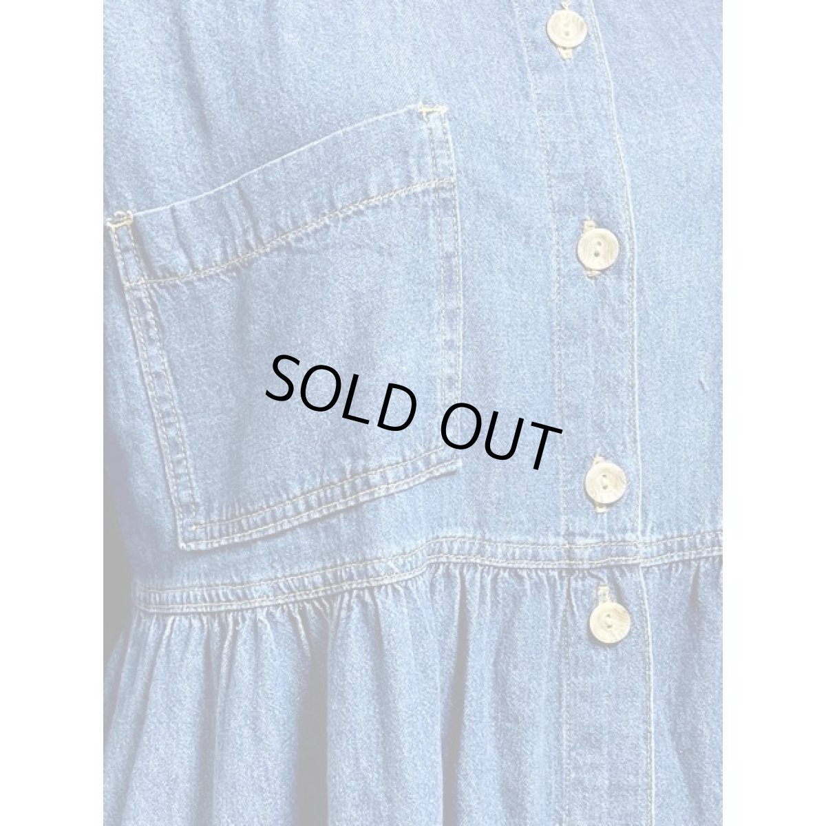 画像9: アメリカ古着 ワンピース ヴィンテージ デニム チェック 前開き 長袖 レトロ (9)