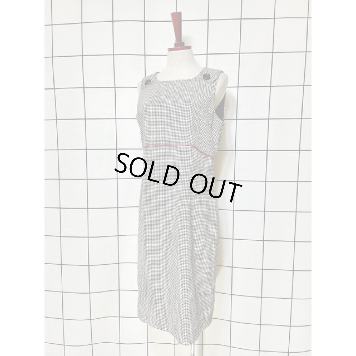 画像2: ヨーロッパ古着 ジャンスカ ヴィンテージ ルーマニア製 千鳥格子柄 レトロ (2)