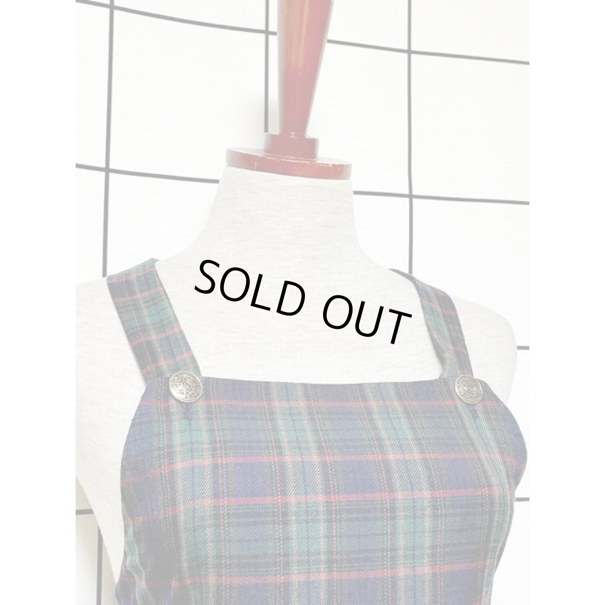 画像3: トラッドコーデにおすすめ チェック柄 Aライン ノースリーブ レトロ USA古着 ヴィンテージジャンパースカート【V8055】 (3)