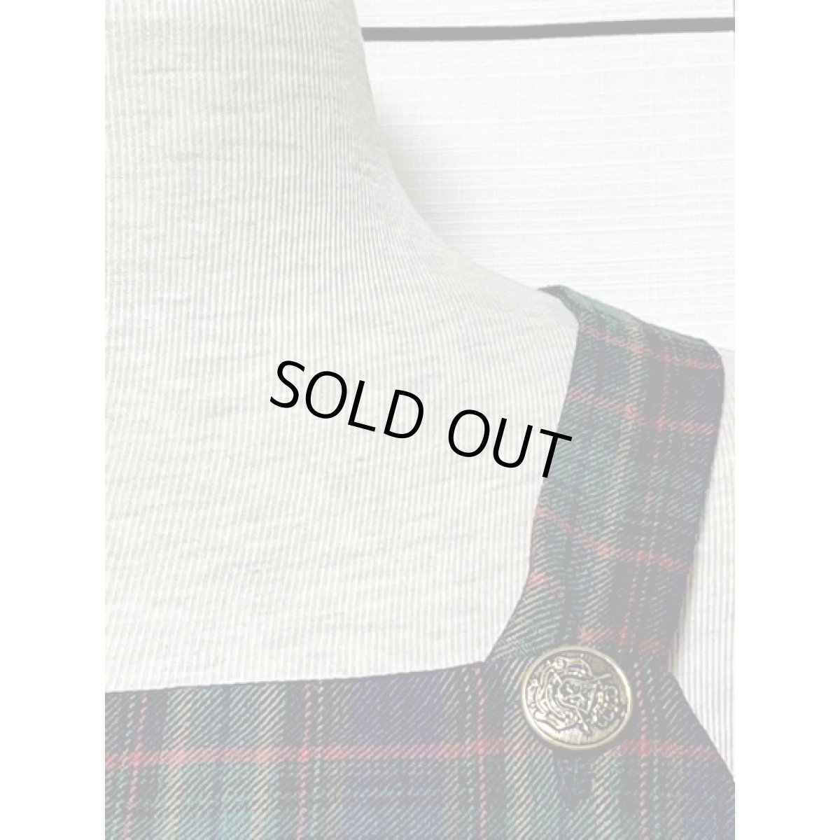 画像8: トラッドコーデにおすすめ チェック柄 Aライン ノースリーブ レトロ USA古着 ヴィンテージジャンパースカート【V8055】 (8)