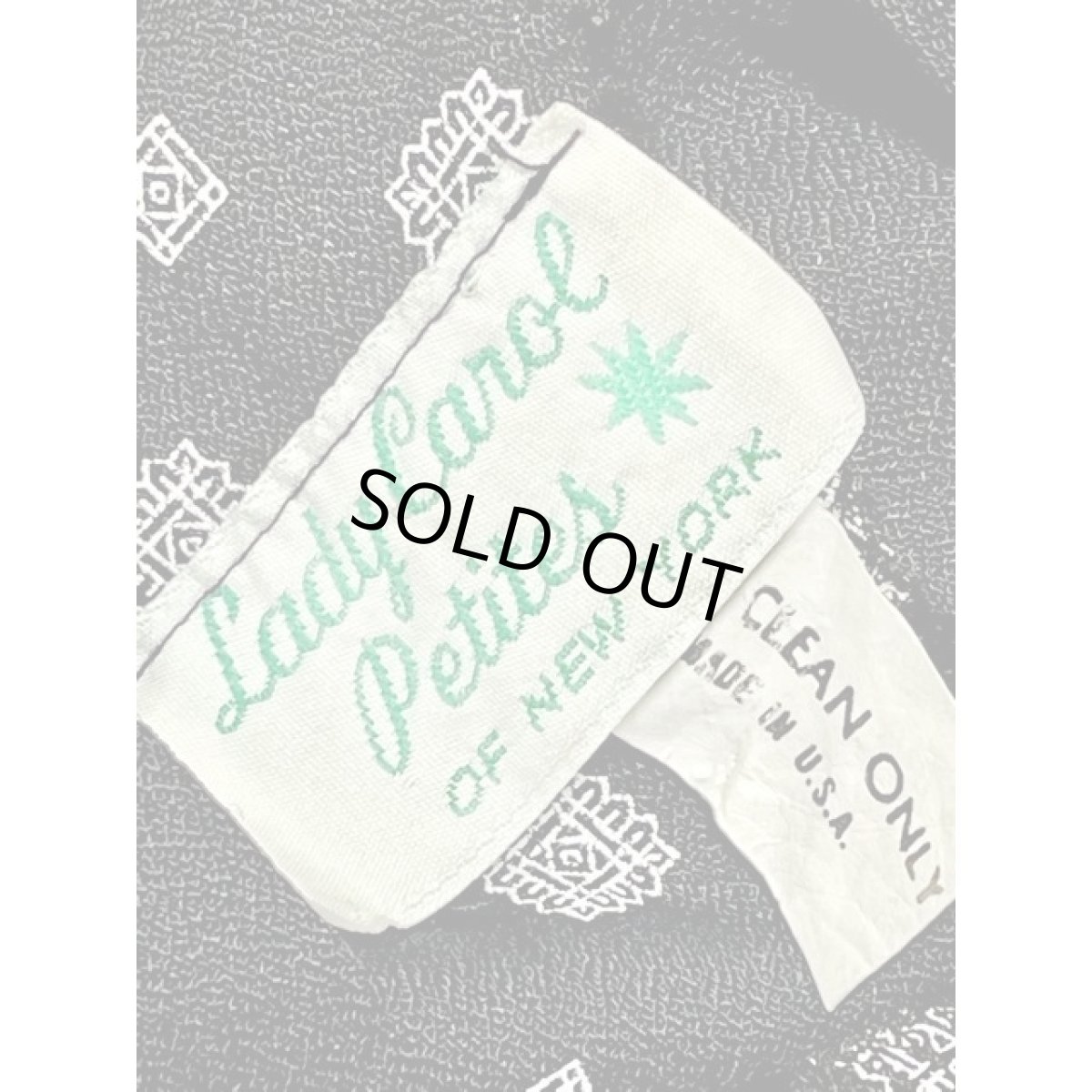 画像13: レトロ柄 ウエストゴム ブラック ホワイト 長袖 レトロ USA古着 ヴィンテージワンピース【8052】 (13)