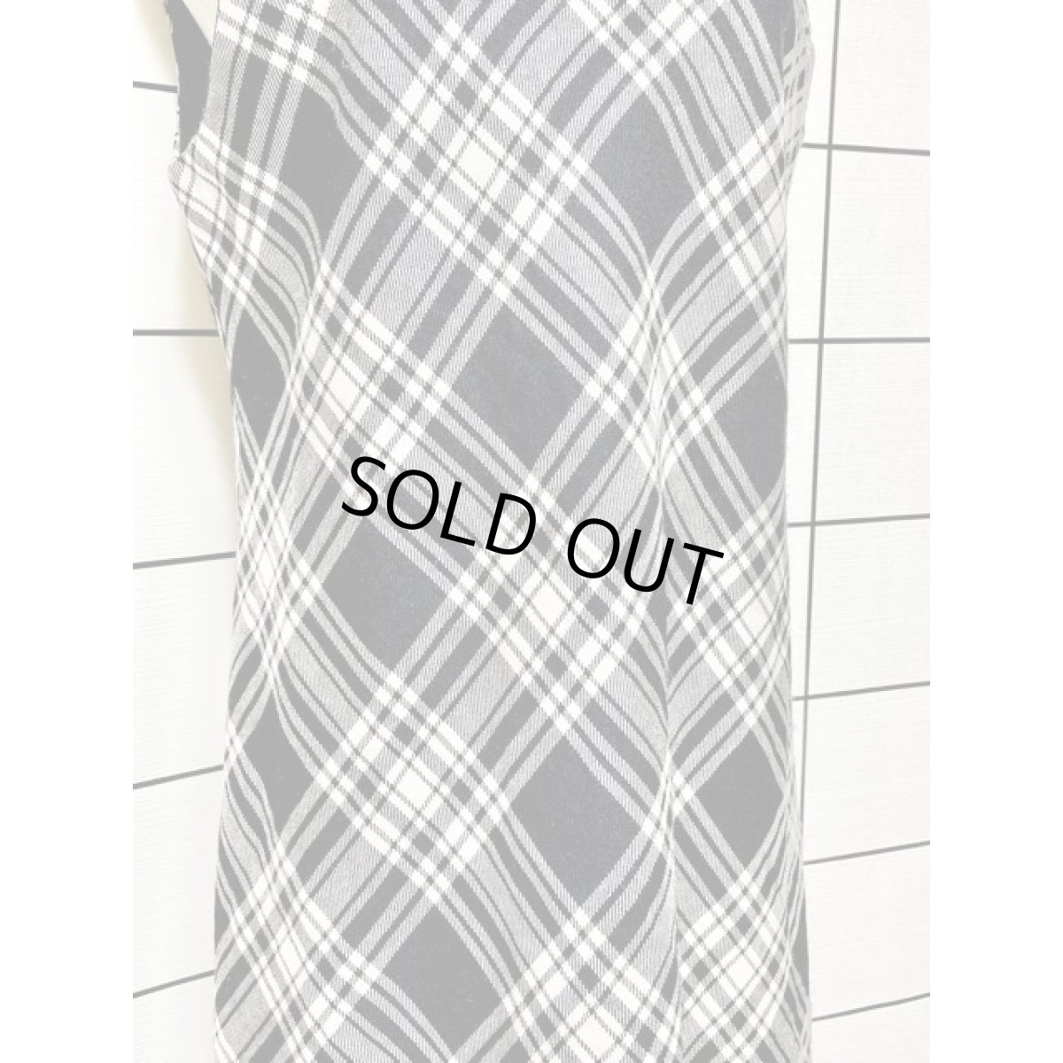 画像8: ウール チェック柄 モノトーン ノースリーブ レトロ USA古着 ヴィンテージジャンパースカート【V8056】 (8)