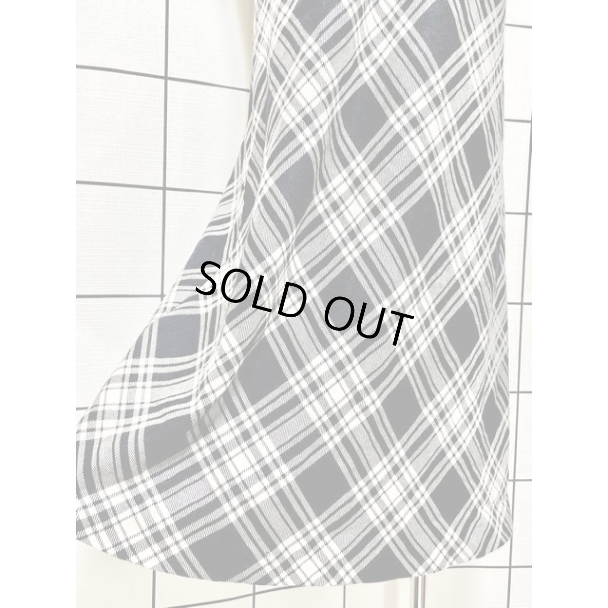 画像10: ウール チェック柄 モノトーン ノースリーブ レトロ USA古着 ヴィンテージジャンパースカート【V8056】 (10)