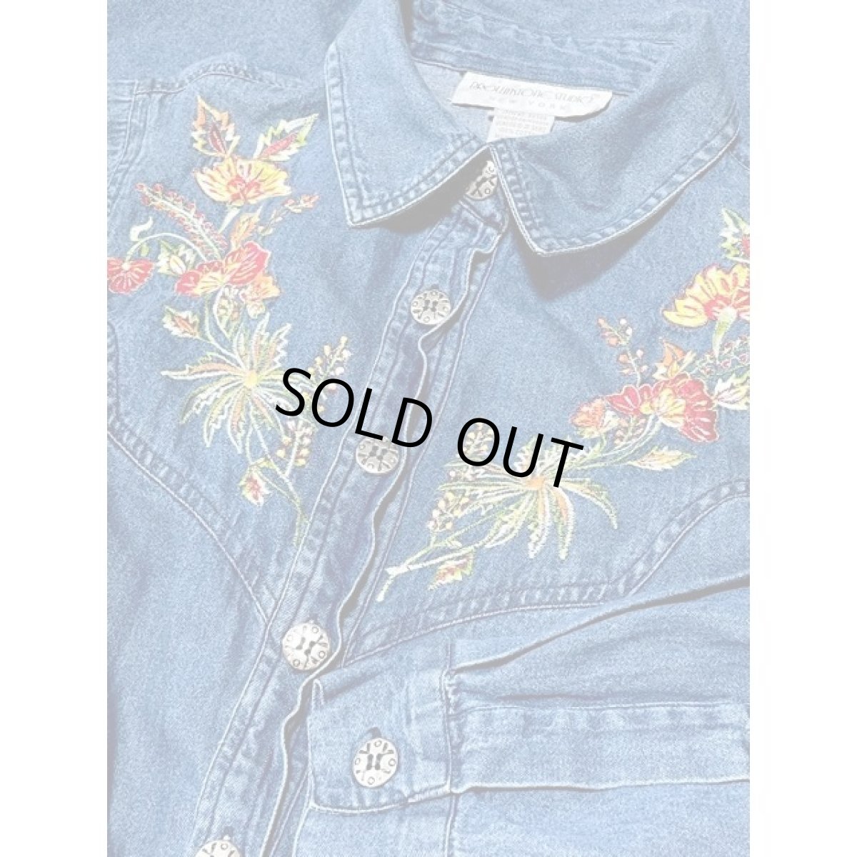 画像11: India 刺繍 デニム 前開き ウエストゴム 長袖 レトロ USA古着 ヴィンテージワンピース【8065】 (11)