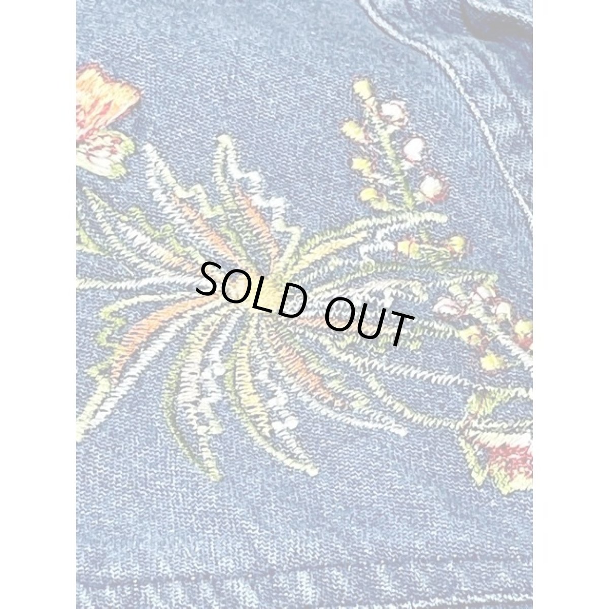 画像14: India 刺繍 デニム 前開き ウエストゴム 長袖 レトロ USA古着 ヴィンテージワンピース【8065】 (14)