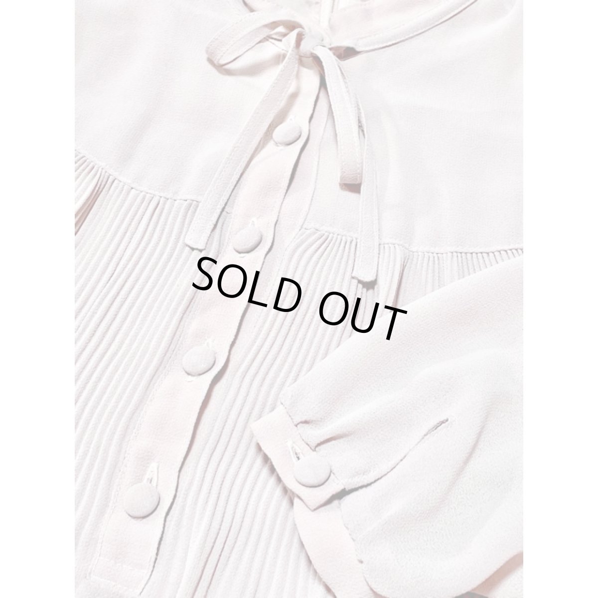 画像13: 首元リボン プリーツ 上品 クラシカル 70年代 昭和レトロ 国産古着 レトロヴィンテージドレス【8086】 (13)