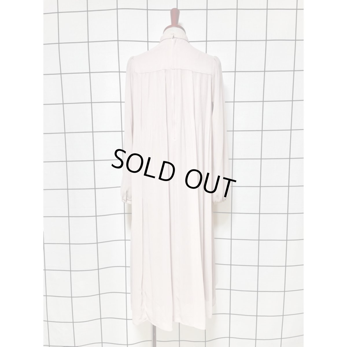 画像5: 首元リボン プリーツ 上品 クラシカル 70年代 昭和レトロ 国産古着 レトロヴィンテージドレス【8086】 (5)