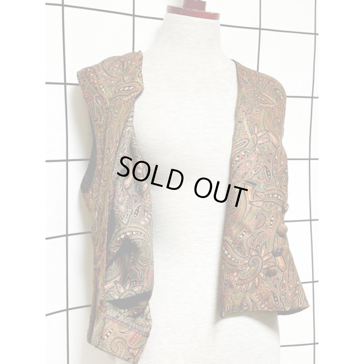 画像10: レトロベスト ペイズリー 古着 ベスト (10)