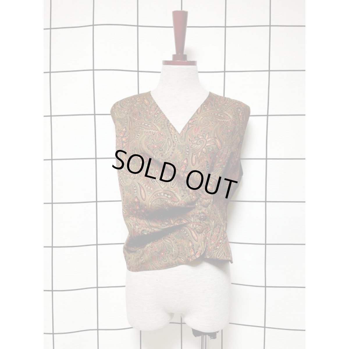 画像2: レトロベスト ペイズリー 古着 ベスト (2)