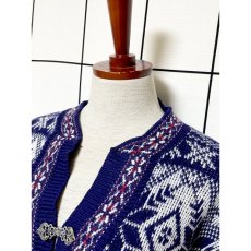 画像7: オーバーサイズ ノルディック柄が可愛い ネイビー アメリカ古着 レトロ ヴィンテージニットセーター (7)