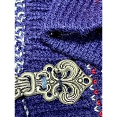 画像12: オーバーサイズ ノルディック柄が可愛い ネイビー アメリカ古着 レトロ ヴィンテージニットセーター (12)