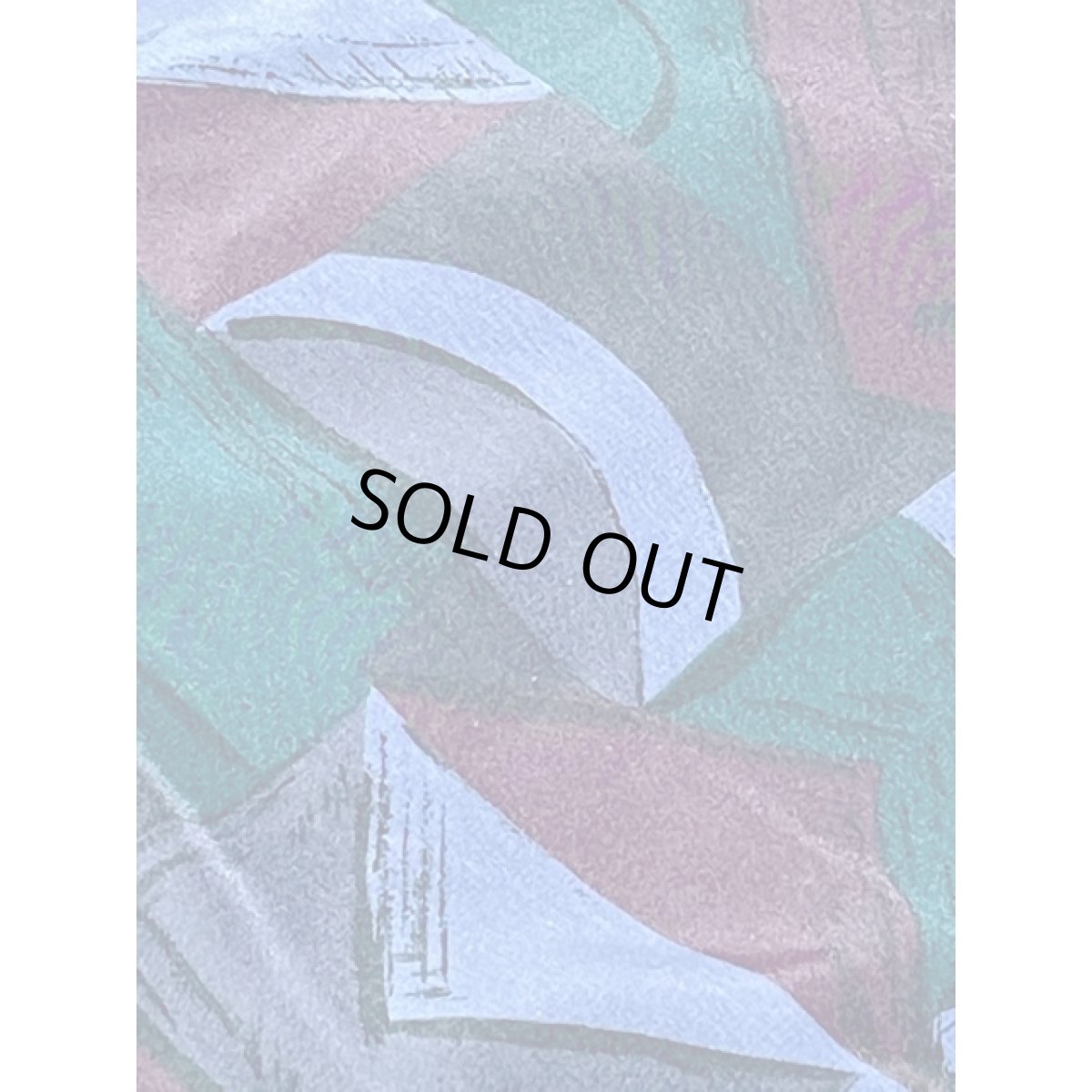 画像10: レトロブラウス アート柄 ノーカラー 長袖 古着 (10)