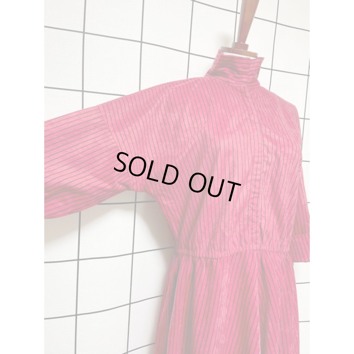 画像4: アメリカ古着 ヴィンテージ ワンピース ストライプ ハイネック レトロ (4)