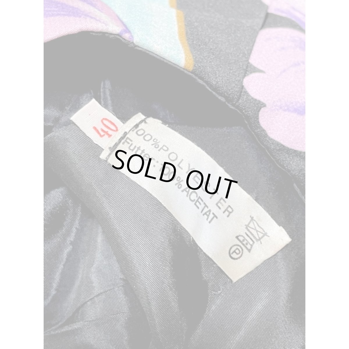 画像16: 結婚式や二次会などのパーティースタイルにもおすすめ 70s 花柄 ブラック 長袖 レトロ ヨーロッパ古着 ヴィンテージドレス【8134】 (16)