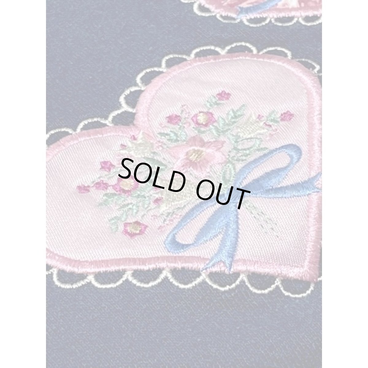 画像11: ハート 刺繍パッチ 英字 ハイネック ネイビー ピンク レトロ USA古着 ヴィンテージスウェット (11)