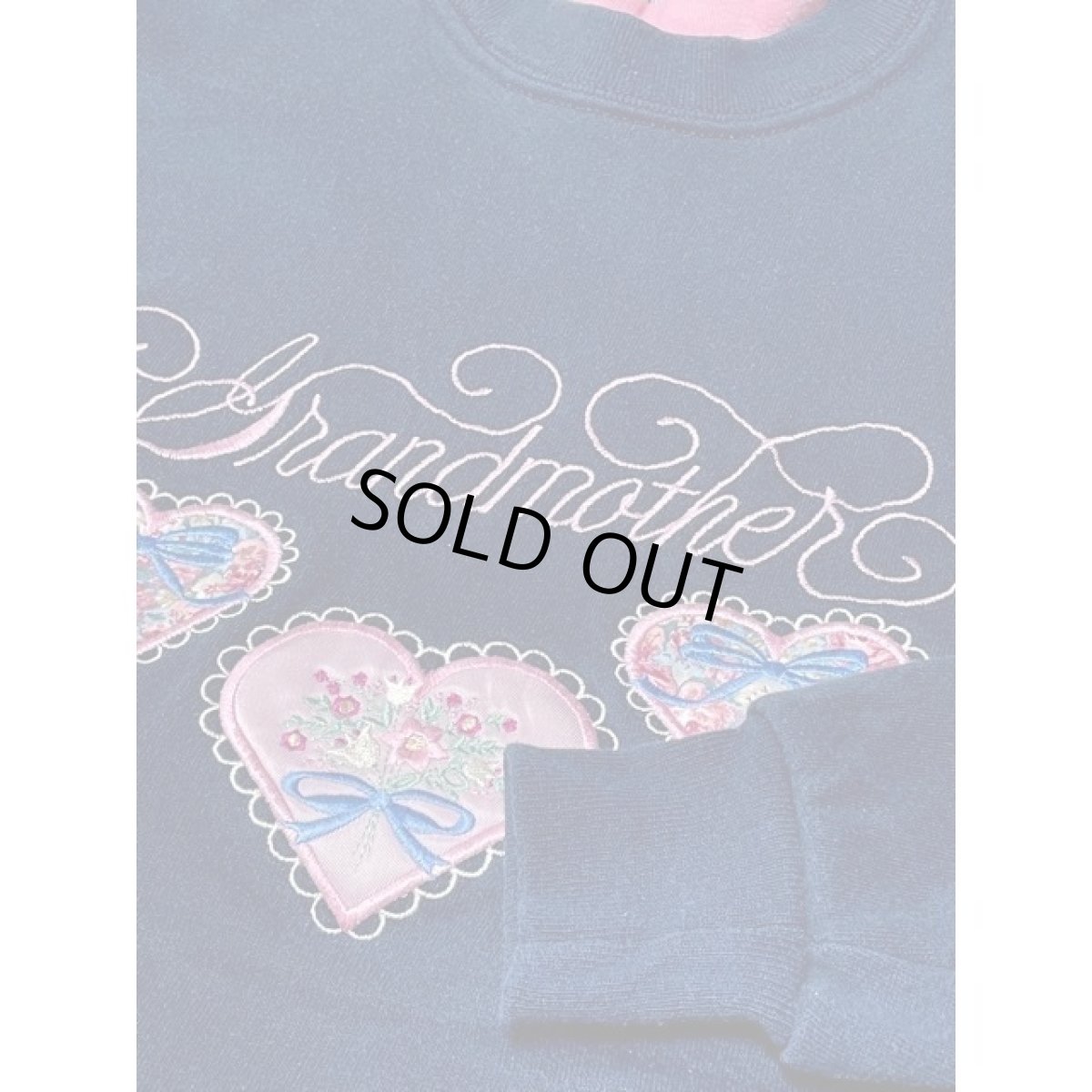 画像10: ハート 刺繍パッチ 英字 ハイネック ネイビー ピンク レトロ USA古着 ヴィンテージスウェット (10)