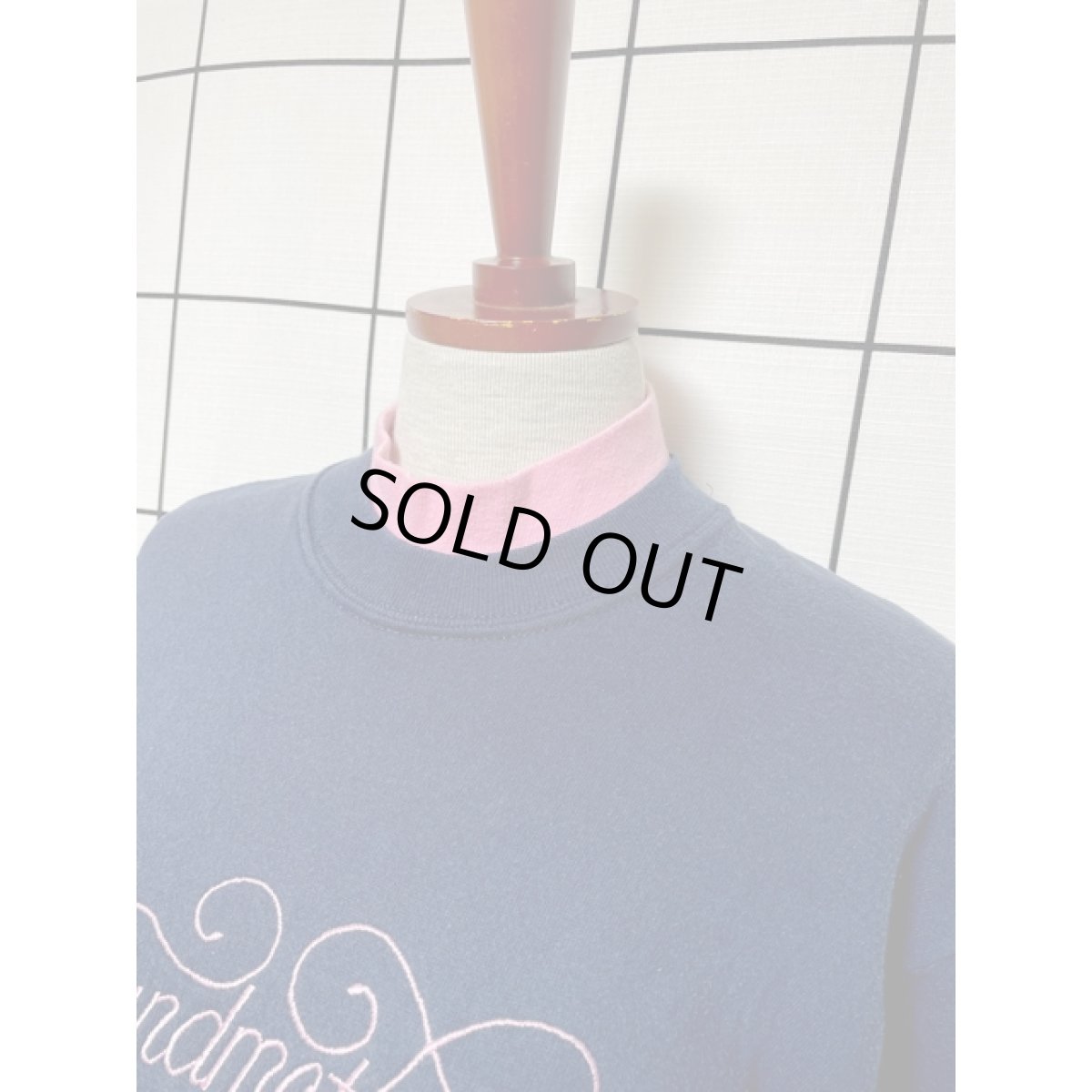 画像7: ハート 刺繍パッチ 英字 ハイネック ネイビー ピンク レトロ USA古着 ヴィンテージスウェット (7)