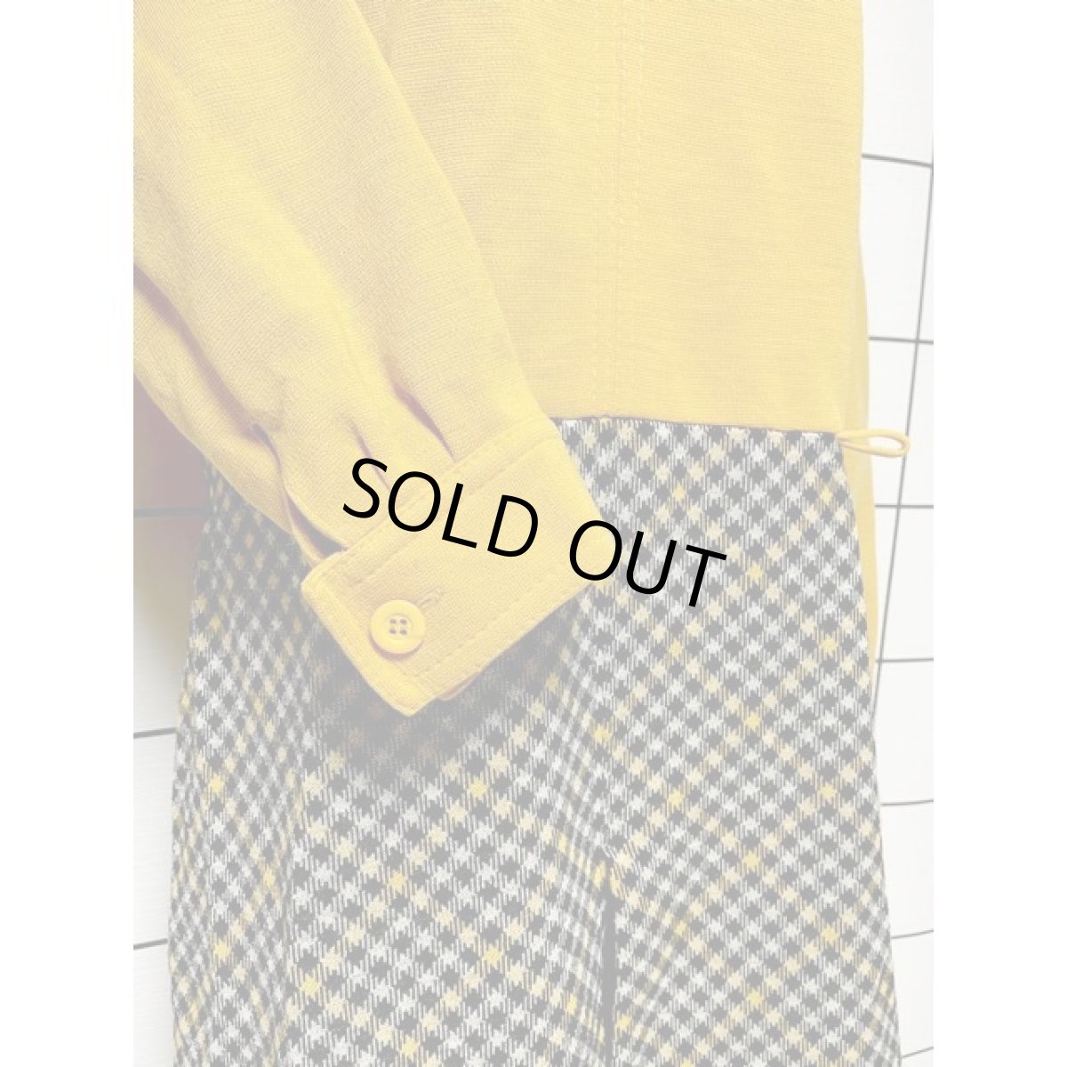 画像8: ヨーロッパ古着 ワンピース ヴィンテージ マスタードカラー チェック ウール  (8)