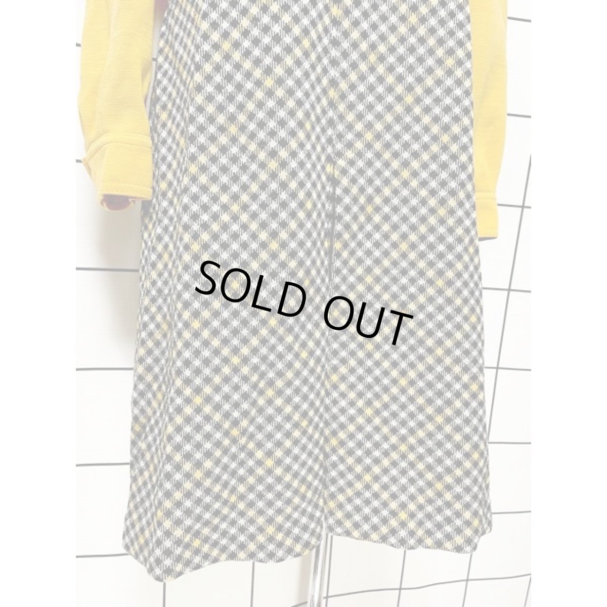 画像9: ヨーロッパ古着 ワンピース ヴィンテージ マスタードカラー チェック ウール  (9)