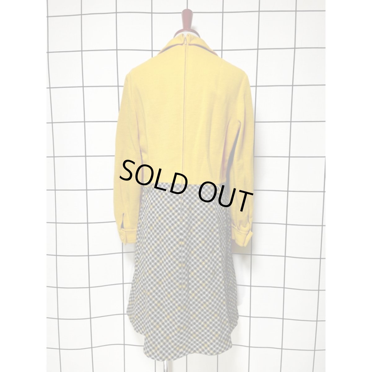 画像5: ヨーロッパ古着 ワンピース ヴィンテージ マスタードカラー チェック ウール  (5)