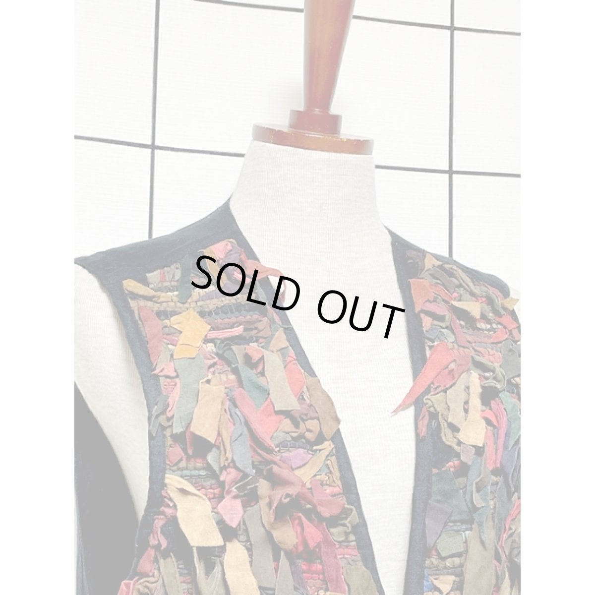 画像3: レザー 切り替えし マルチカラー レトロ レディース USA古着 ヴィンテージベスト (3)