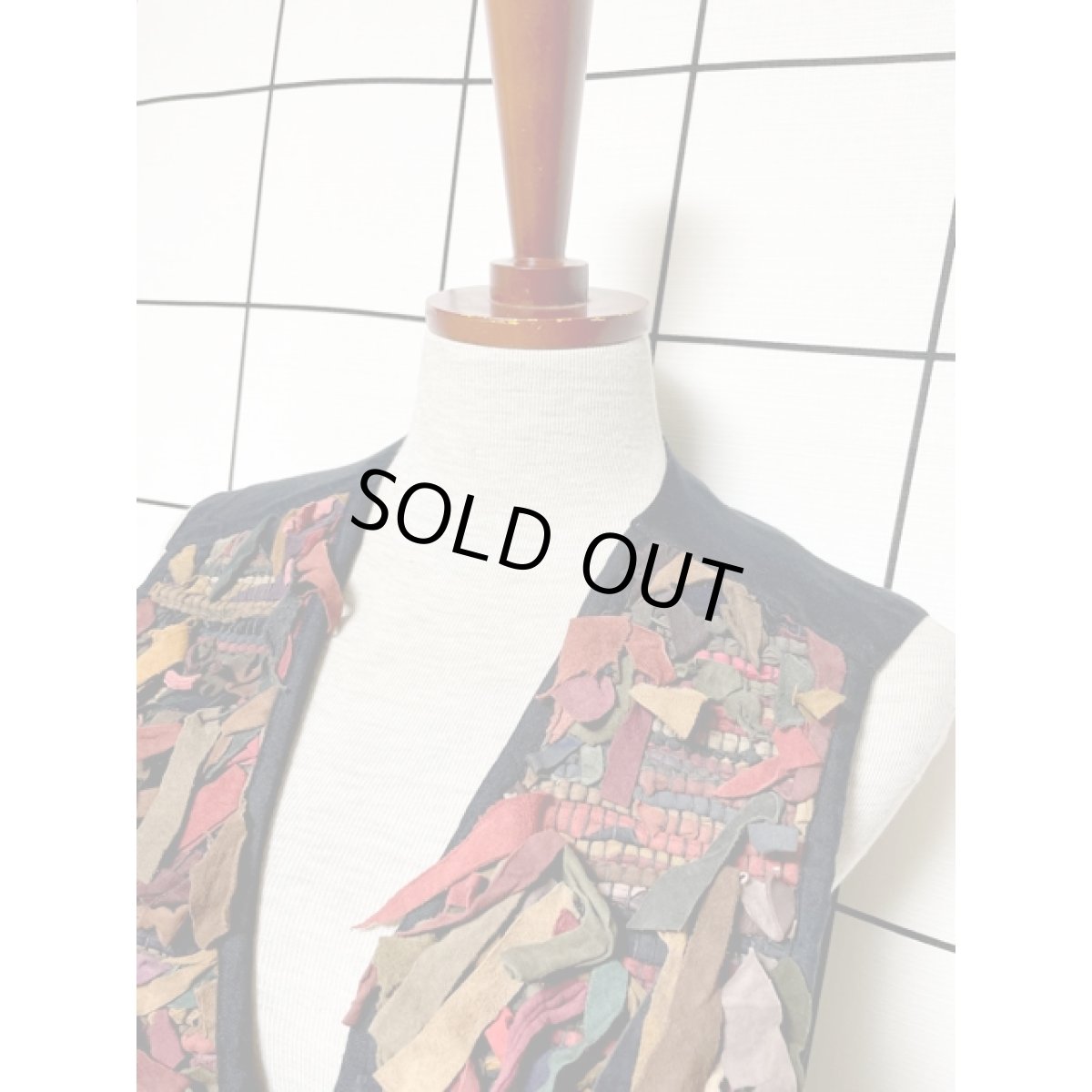 画像7: レザー 切り替えし マルチカラー レトロ レディース USA古着 ヴィンテージベスト (7)