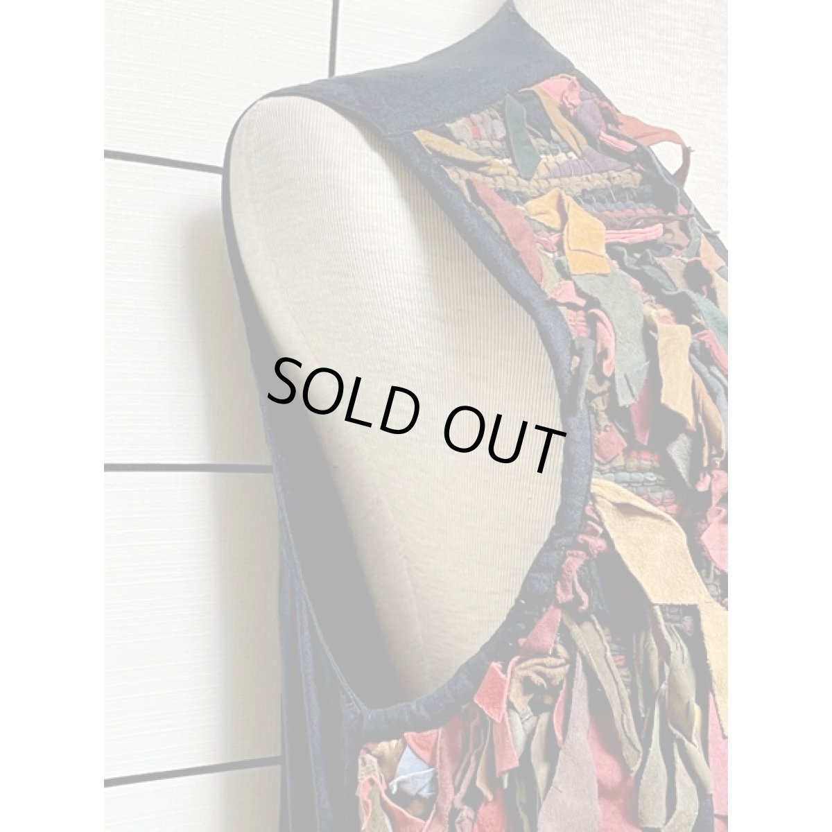 画像4: レザー 切り替えし マルチカラー レトロ レディース USA古着 ヴィンテージベスト (4)