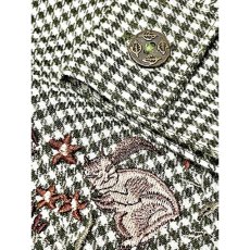 画像12: チェック柄 鳥 リス 刺繍 レトロ ヨーロッパ古着 長袖 シャツ ヴィンテージブラウス【V8159】 (12)