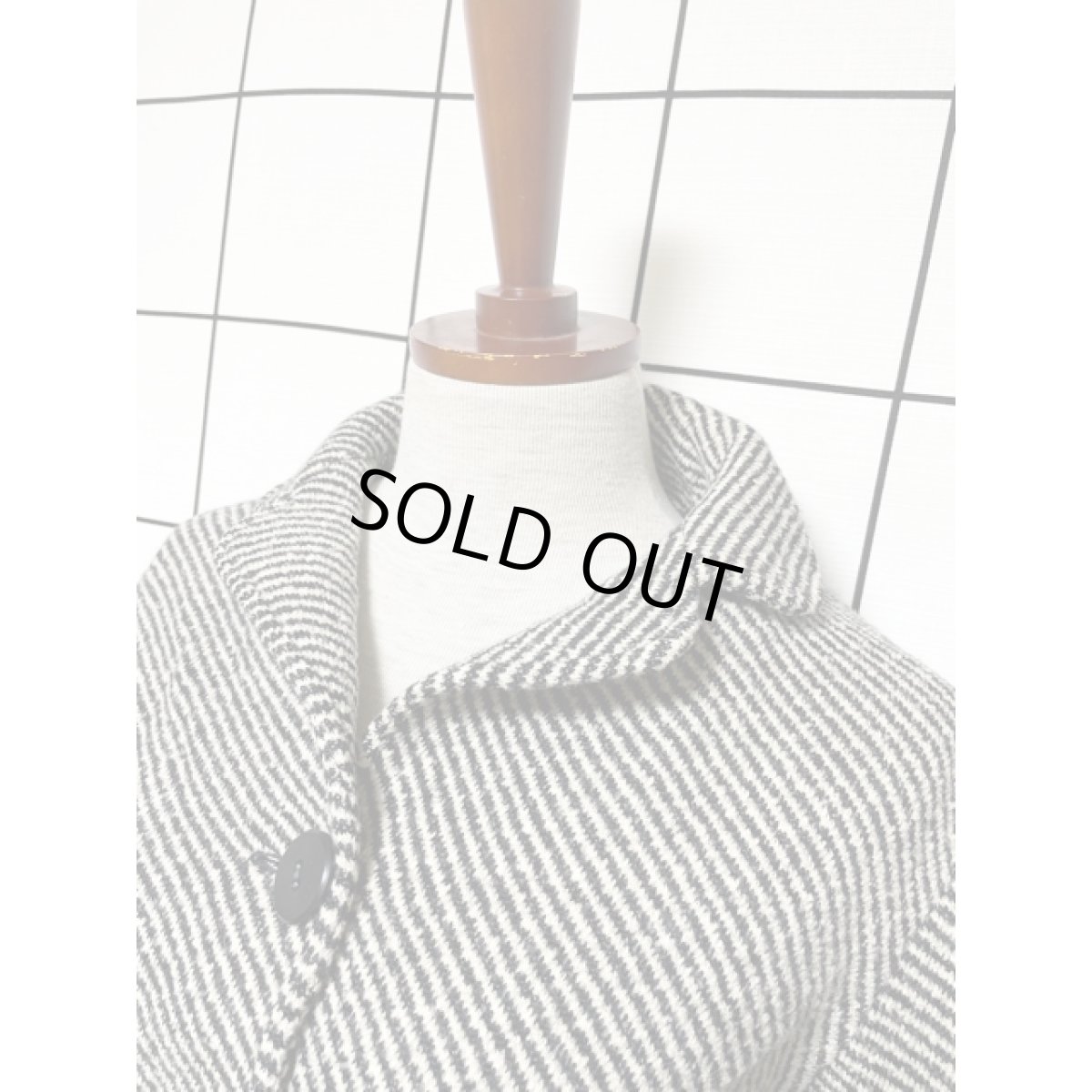 画像7: フランス製 斜めストライプ ホワイト ブラック レトロ ヨーロッパ古着 ヴィンテージジャケット (7)