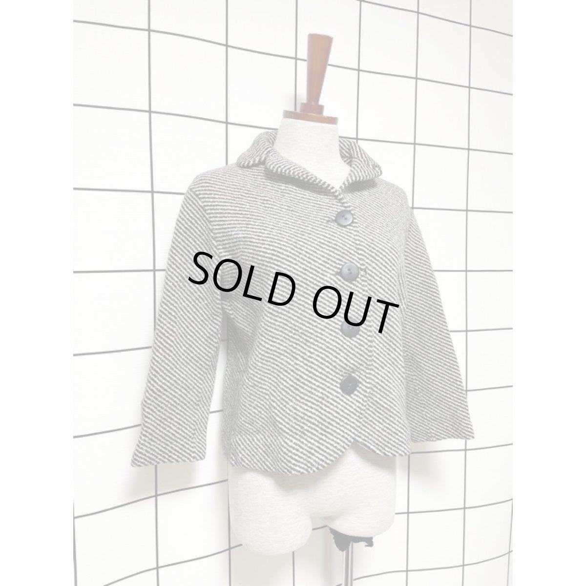 画像6: フランス製 斜めストライプ ホワイト ブラック レトロ ヨーロッパ古着 ヴィンテージジャケット (6)