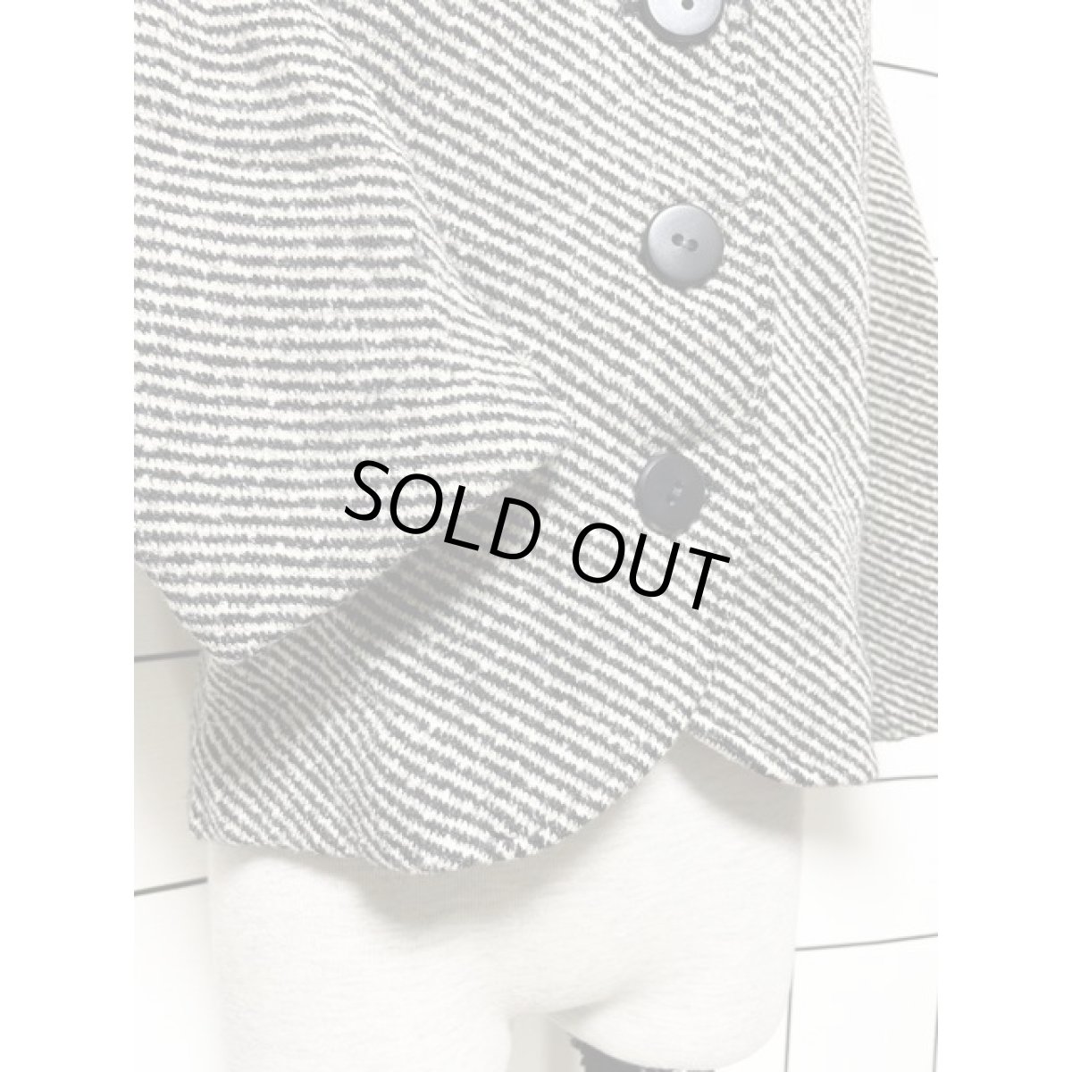 画像8: フランス製 斜めストライプ ホワイト ブラック レトロ ヨーロッパ古着 ヴィンテージジャケット (8)